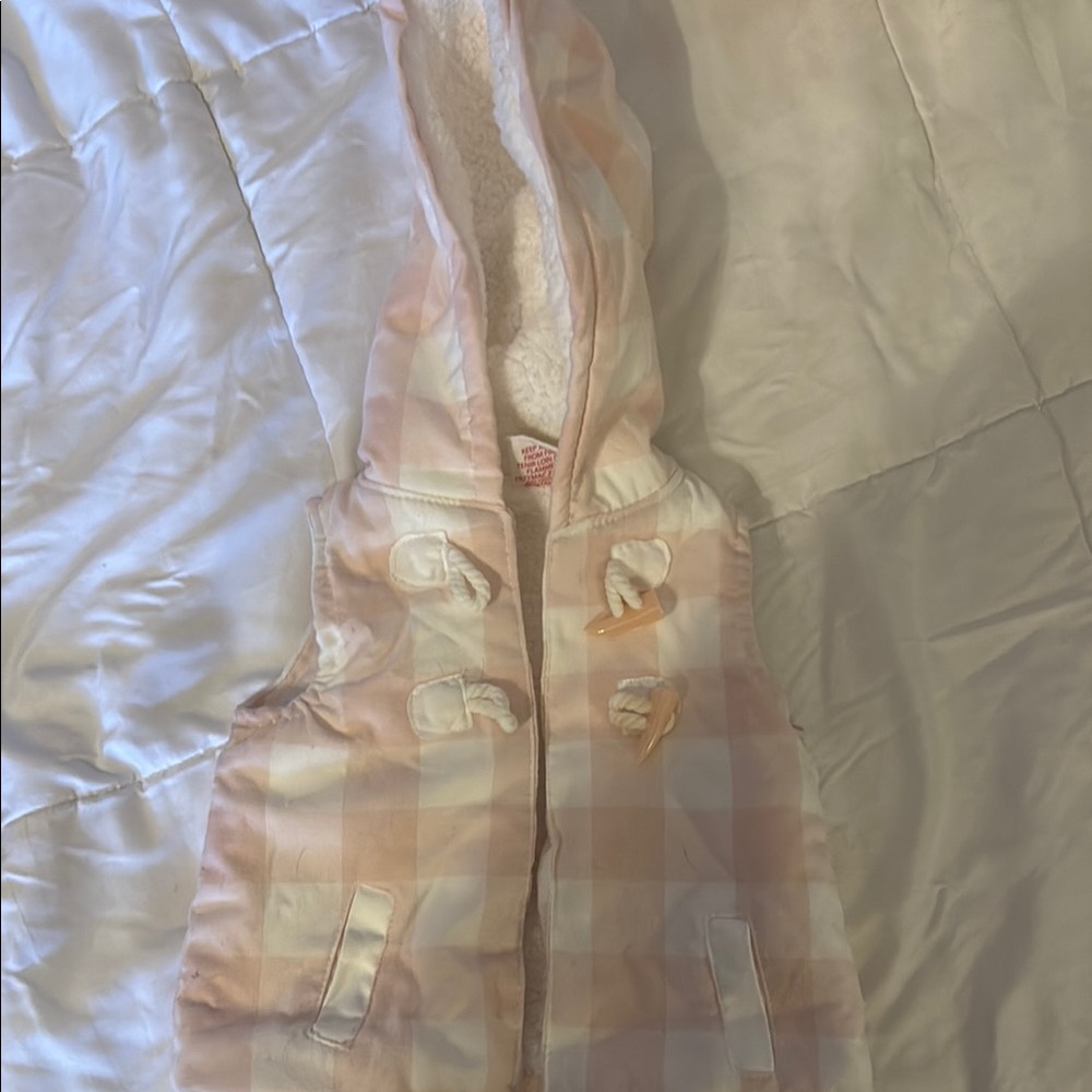 Pink Plaid Hooded Vest